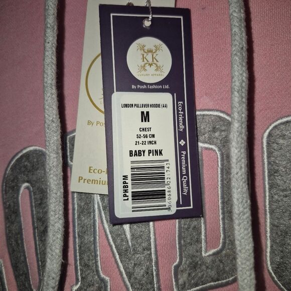 K&K Apparel Pink London Hoodie Sweatshirt M NWT - Picture 4 of 8